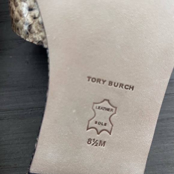 Tory Burch Two Tone Python Leather Eleanor Flat Slides - Picture 5 of 9